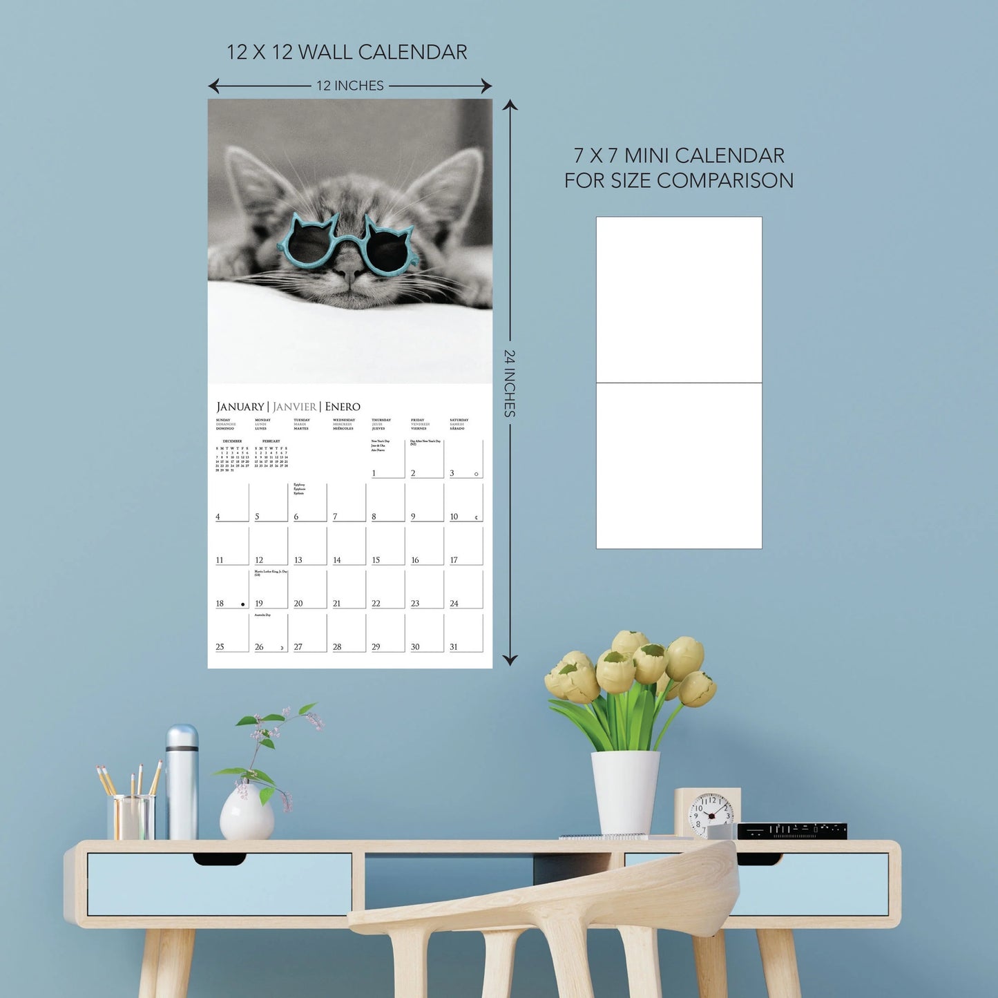 Calendario 2026 Pared 12M - Classic Cats