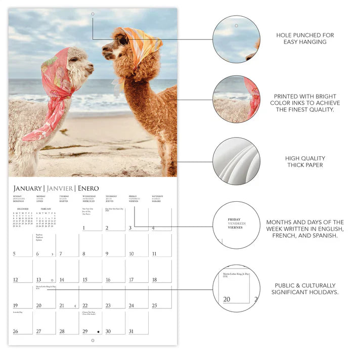 Calendario 2025 Pared 12M - Little Alpaca on the Prairie