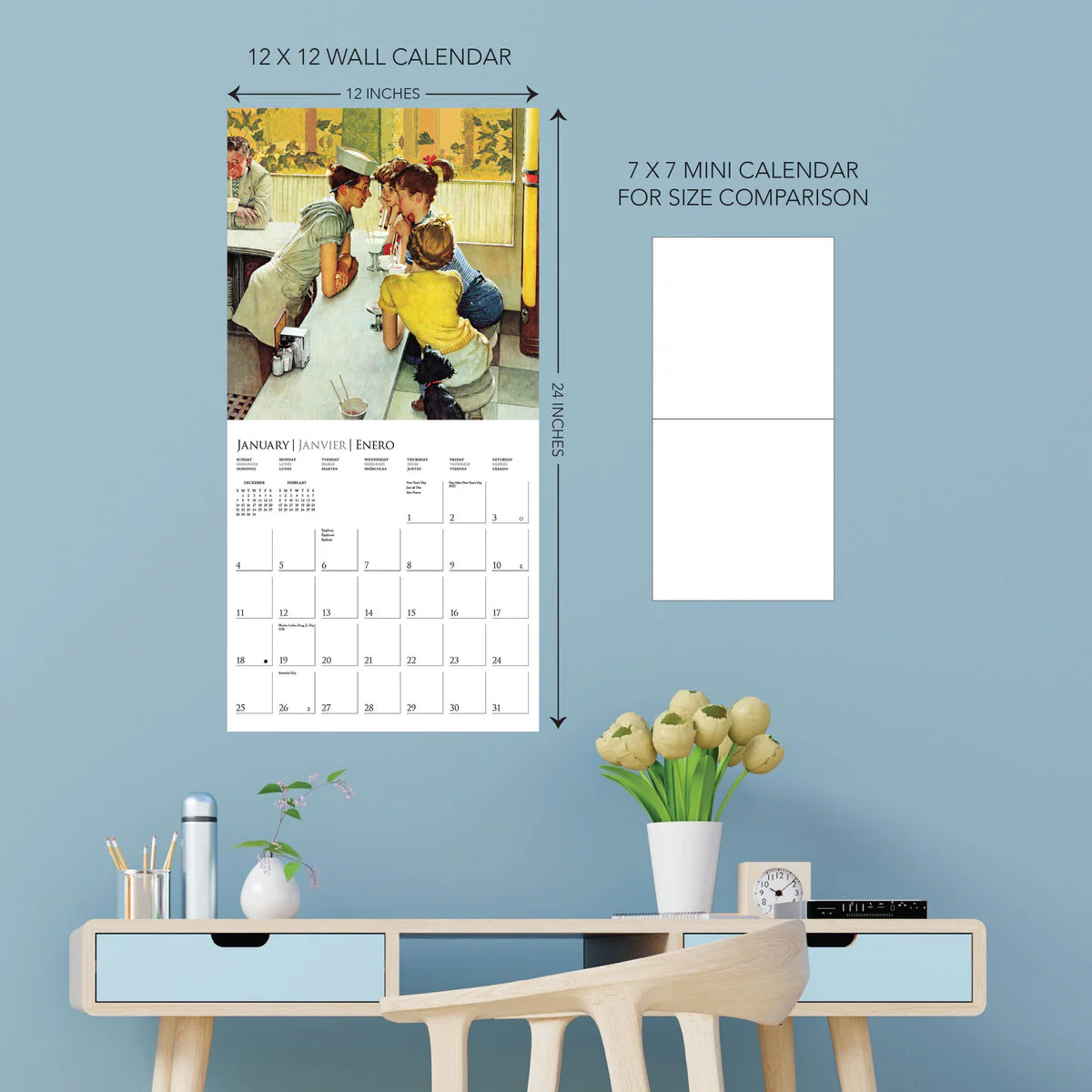 Calendario 2026 Pared 12M - Saturday Evening Post