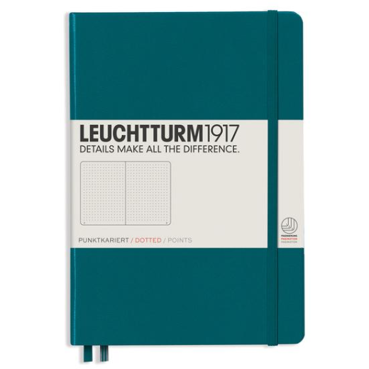 Libreta Mediana Tapa Dura Punteada Pacific Green Bullet