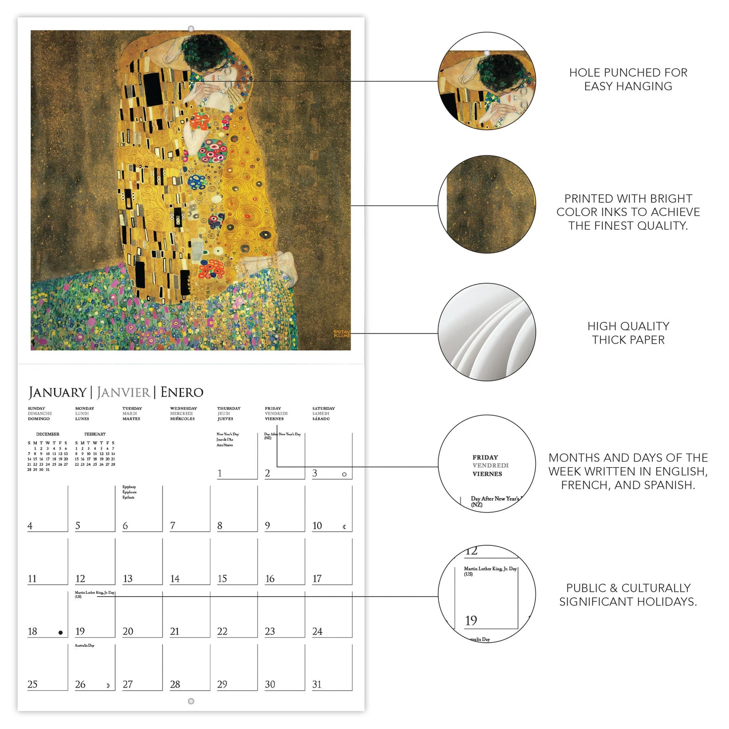 Calendario 2026 Pared 12M - Klimt