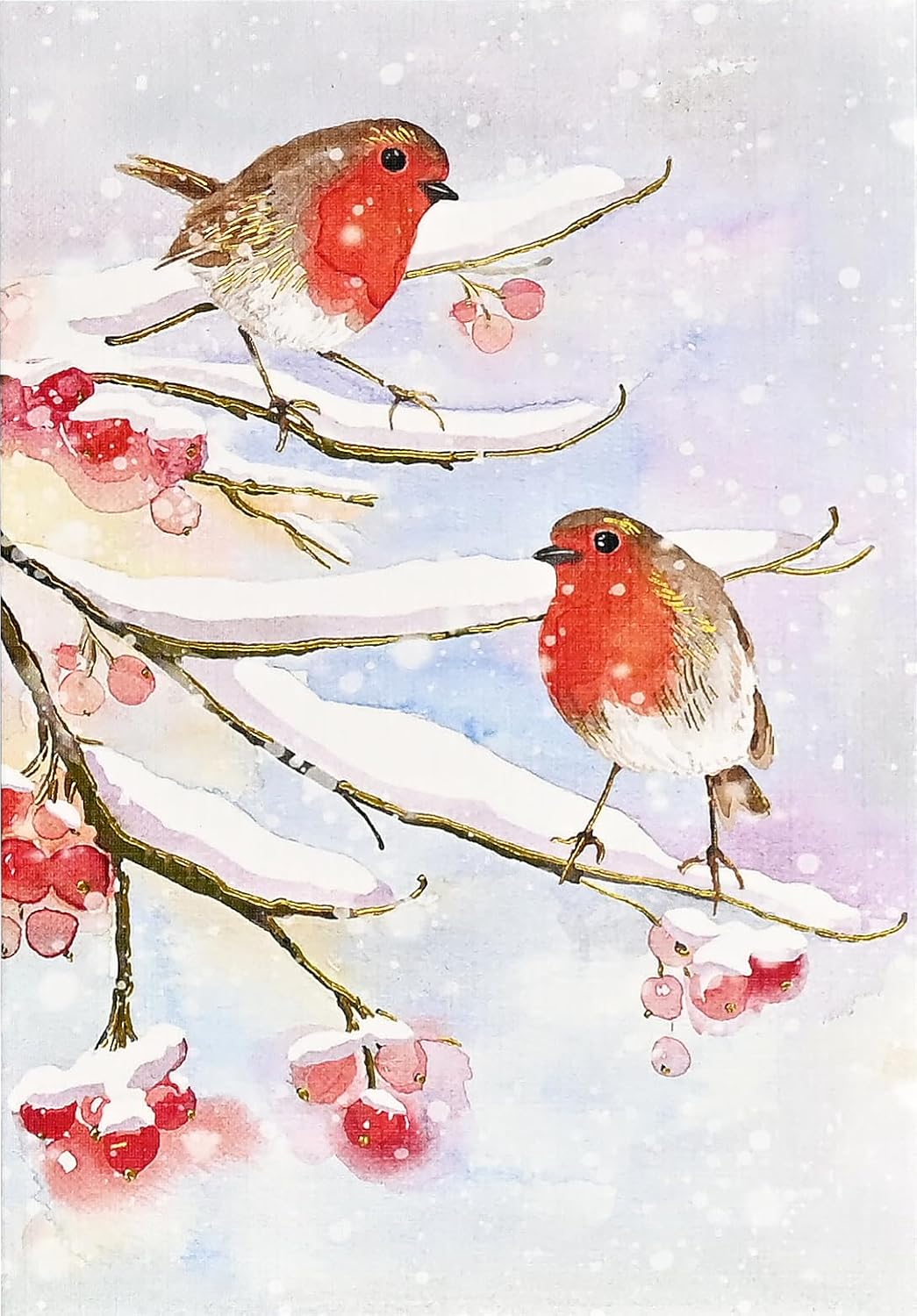 Caja Tarjetas y Sobres - English Robins In Snow