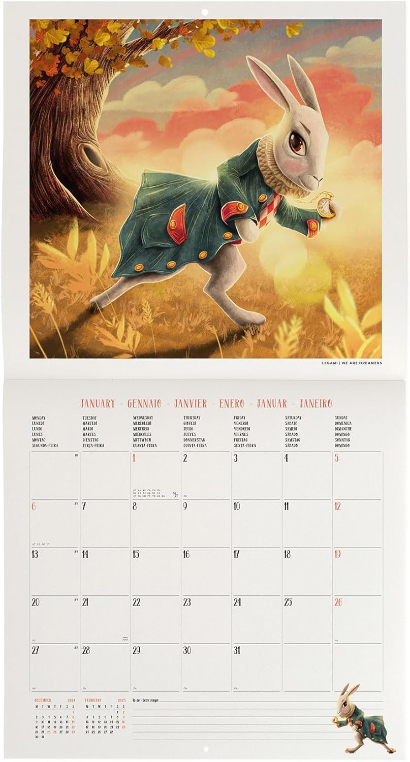 Calendario 2025 Mensual Pared 12M - Alice in Wonderland