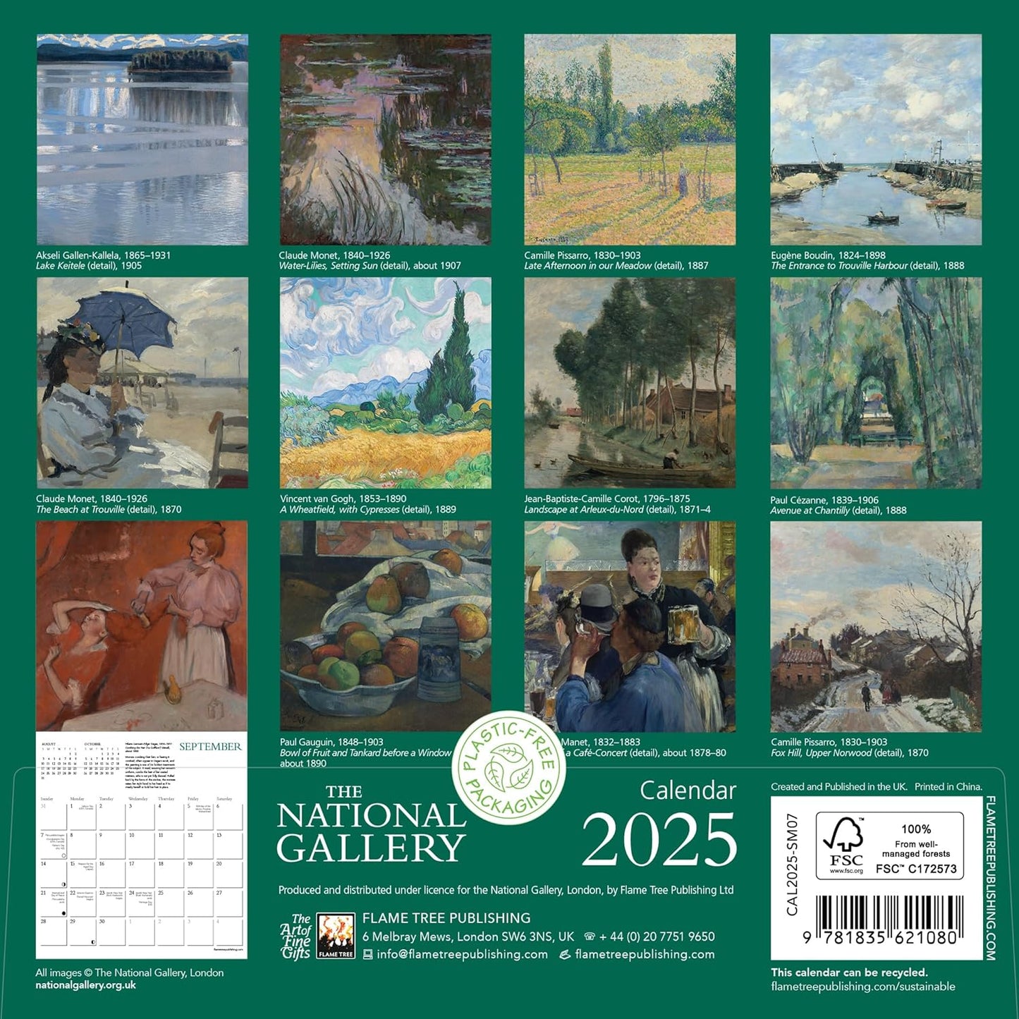 Calendario Pared 2025 12M Mini - The National Gallery