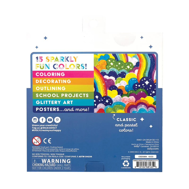 Set de 15 Marcadores - Rainbow Sparkle Glitter