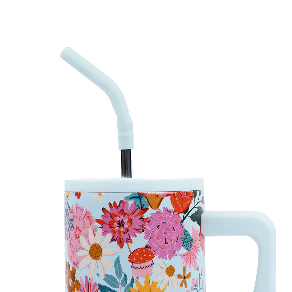 Vaso Acero Inoxidable con Bombilla - Floral