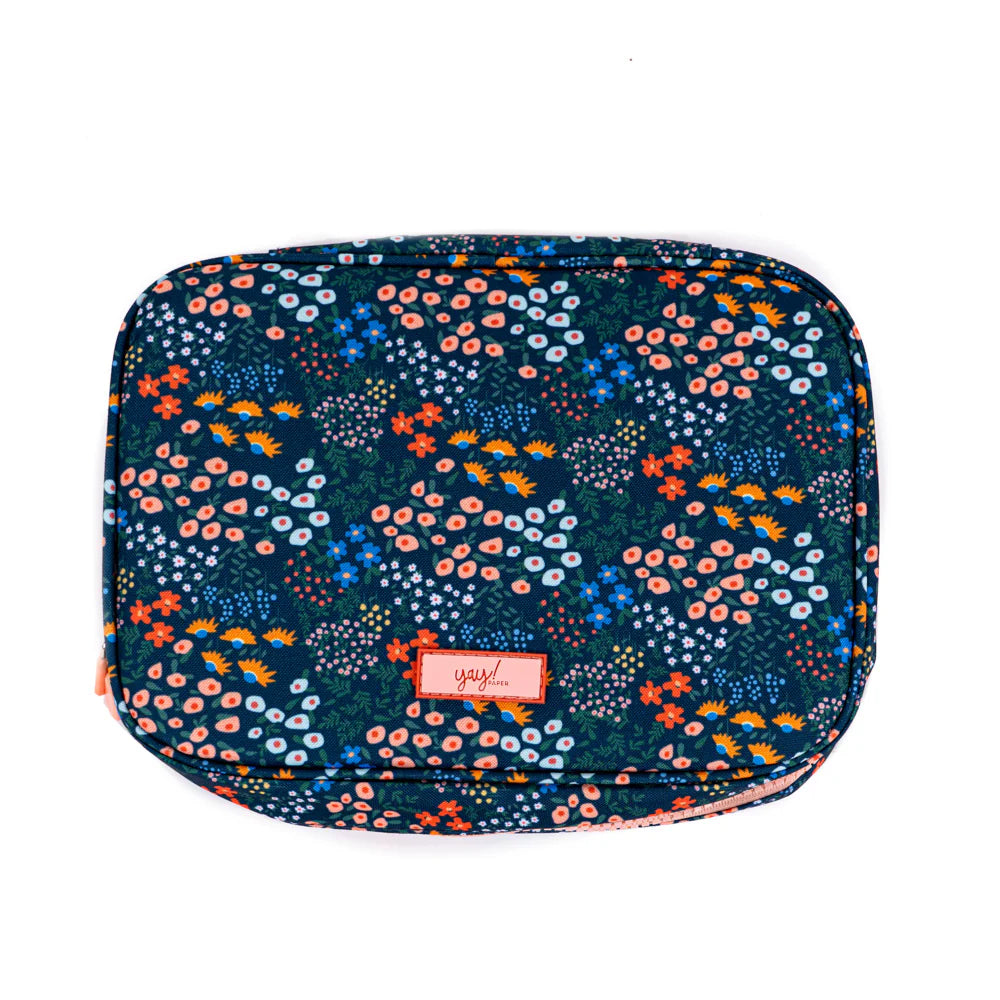 Estuche con Separadores Flores Azul
