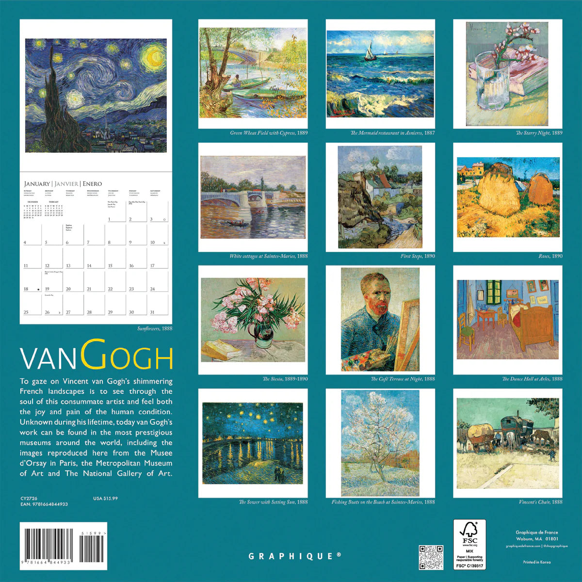 Calendario 2026 Pared 12M - Van Gogh
