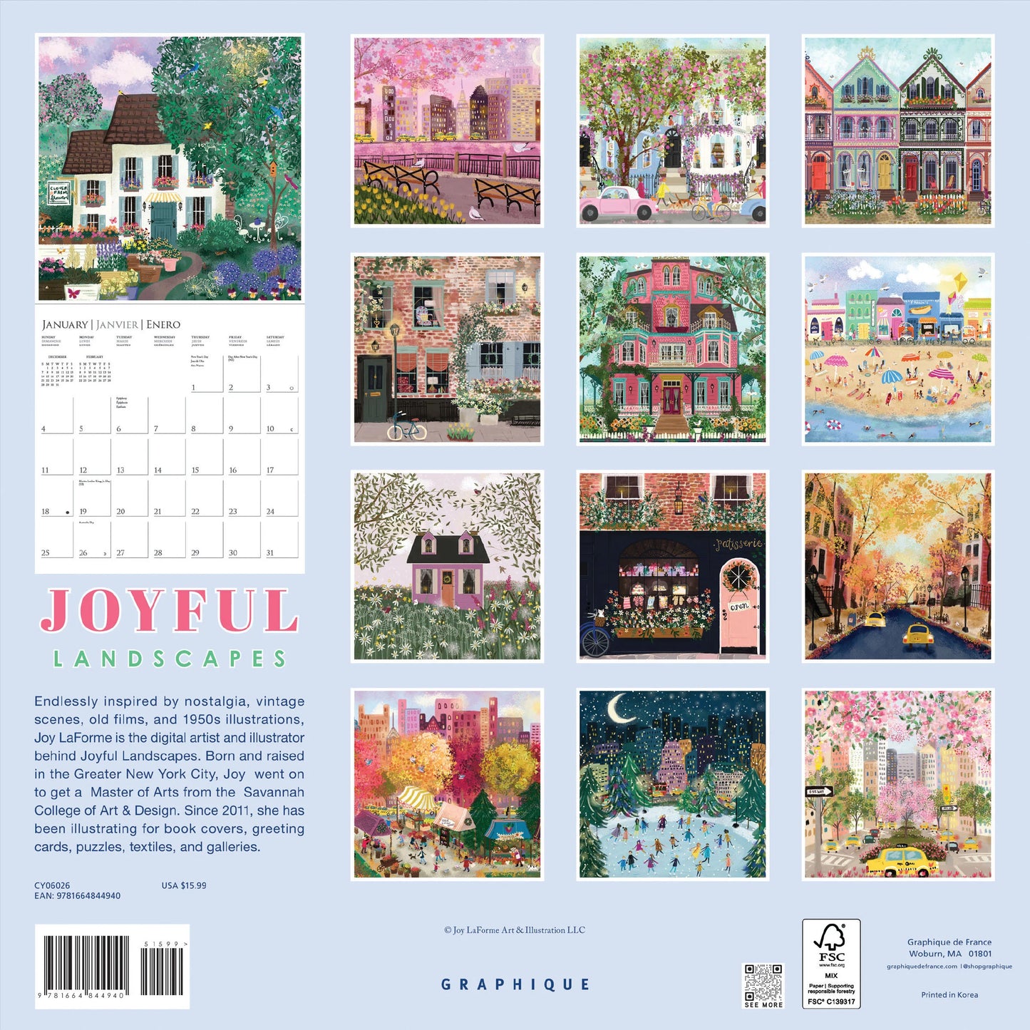 Calendario 2026 Joyful Landscapes 12 Mese