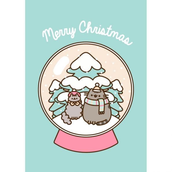 Tarjeta Con Sobre Pusheen Navidad - Bola de Nieve