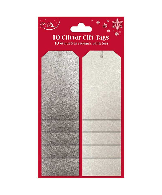 Etiquetas para Regalo Navidad - White & Silver Glitter