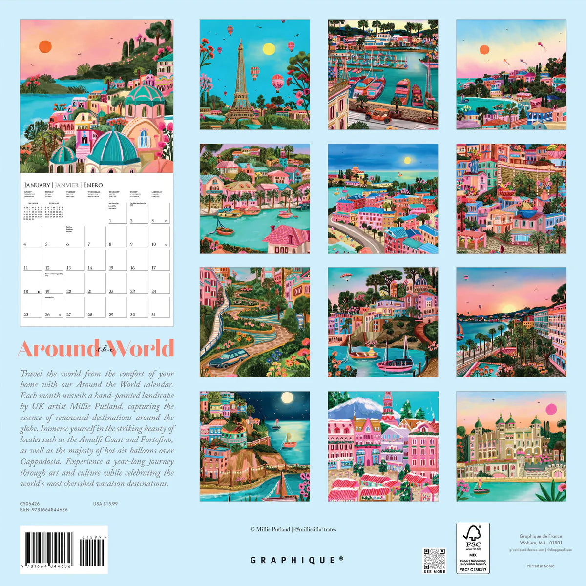 Calendario 2026 Pared 12M - Around the World