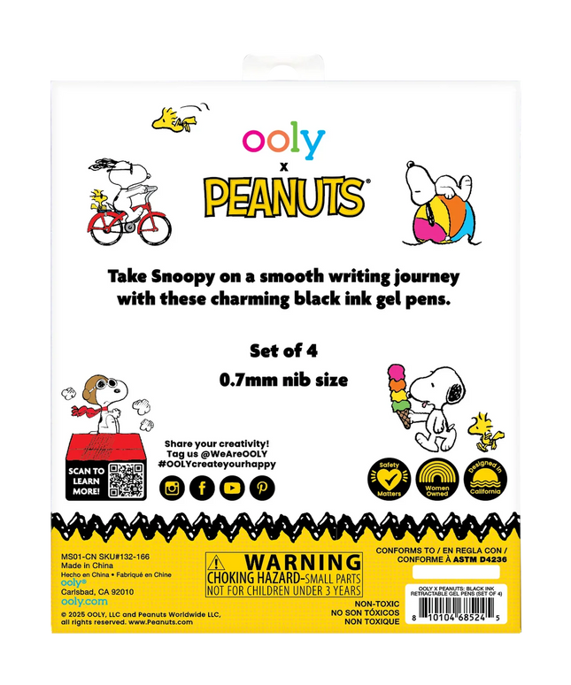 Set 4 boligrafos retractiles - Snoopy
