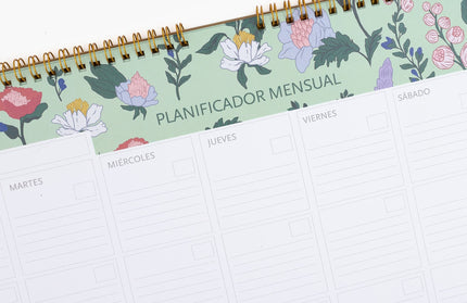 Planificador Mensual - Flores Verde