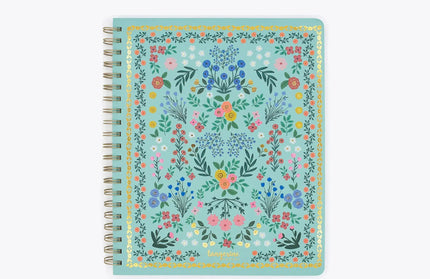 Cuaderno Grande Anillado TD Cuadriculado - Flora Turquesa