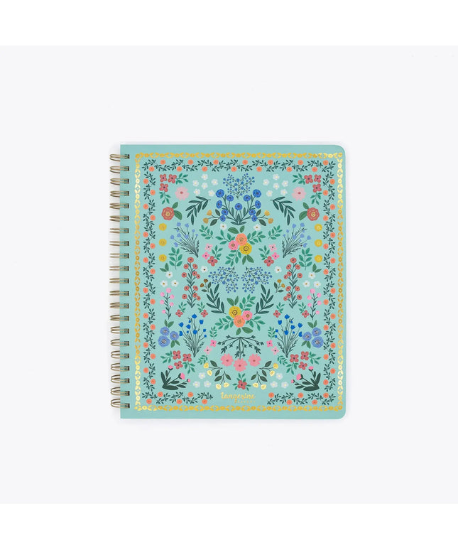 Cuaderno Grande Anillado TD Cuadriculado - Flora Turquesa