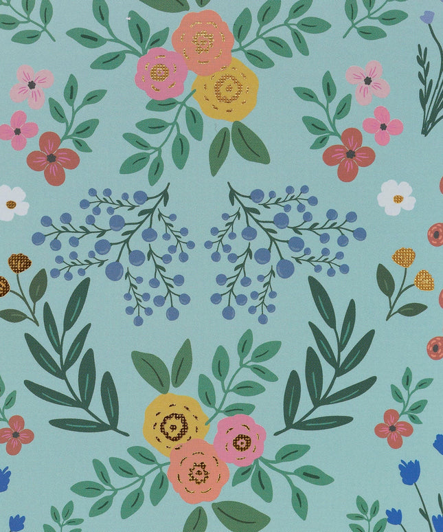 Cuaderno Grande Anillado TD Cuadriculado - Flora Turquesa
