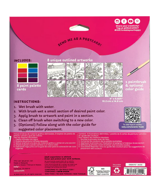 Set libro para pintar y acuarelas - Flowers & gardens