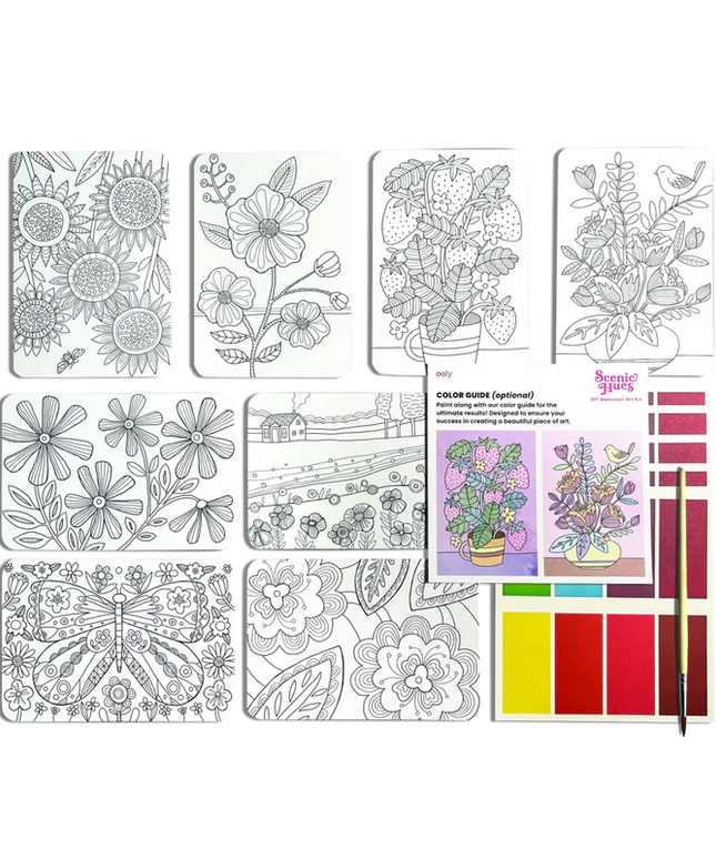 Set libro para pintar y acuarelas - Flowers & gardens