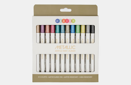 Set 12 Marcadores Acrílicos - Colores Metálicos