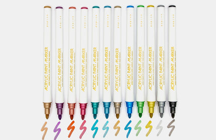 Set 12 Marcadores Acrílicos - Colores Metálicos