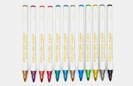 Set 12 Marcadores Acrílicos - Colores Metálicos