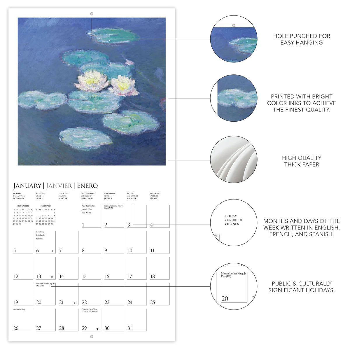 Calendario 2025 Mini Pared 12M - Monet