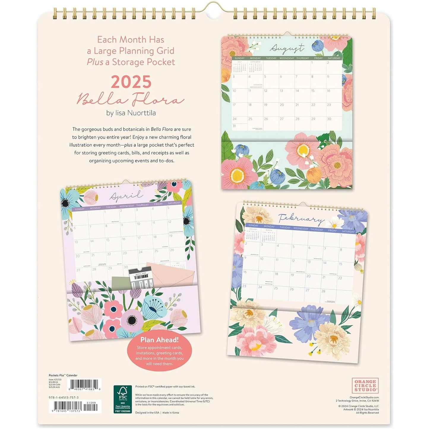 Calendario 2025 Bella Flora 17 Meses