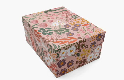 Caja Regalo Cartón Grande - Flores Rosa