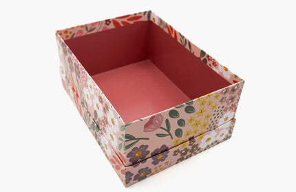 Caja Regalo Cartón Grande - Flores Rosa