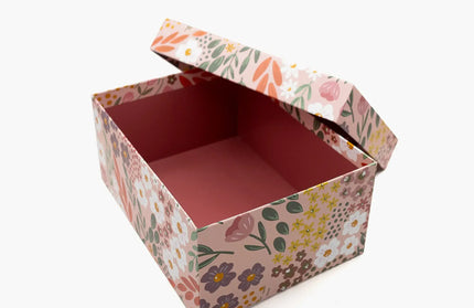 Caja Regalo Cartón Grande - Flores Rosa