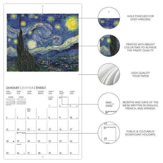 Calendario 2026 Pared 12M - Van Gogh