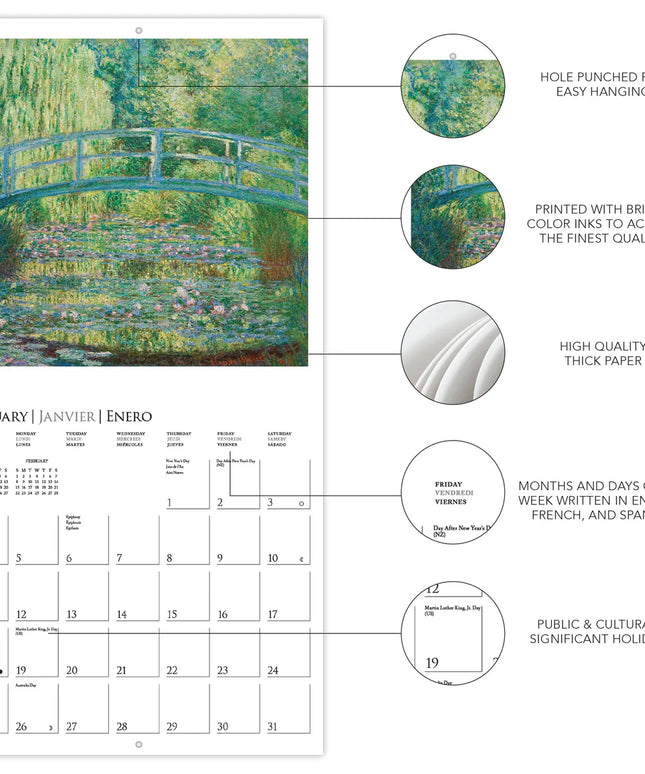 Calendario 2026 Pared Mini 12M - Monet