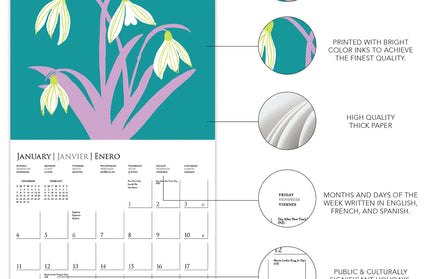 Calendario 2026 Pared 12M - Flower Pop