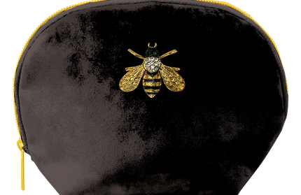 Cosmetiquero de Terciopelo - Botánica Dorada Abeja Negra