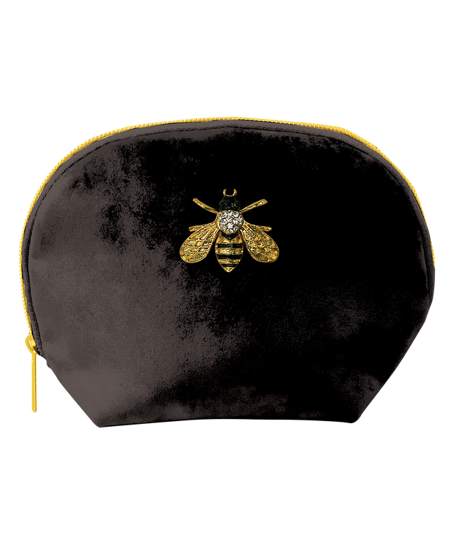 Cosmetiquero de Terciopelo - Botánica Dorada Abeja Negra