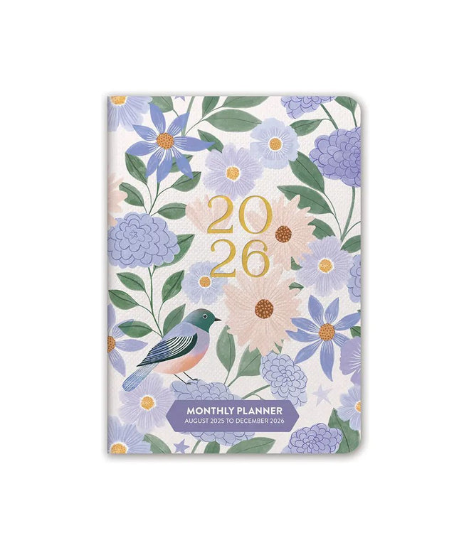 Agenda 2026 Bolsillo Mensual 17M - Pájaros y Flores