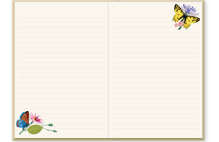 Libreta Tapa Dura - Mariposas Florales Vintage Foil Dorado