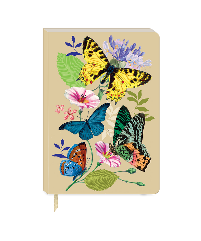 Libreta Tapa Blanda - Mariposas Florales Vintage