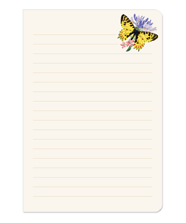 Libreta Tapa Blanda - Mariposas Florales Vintage