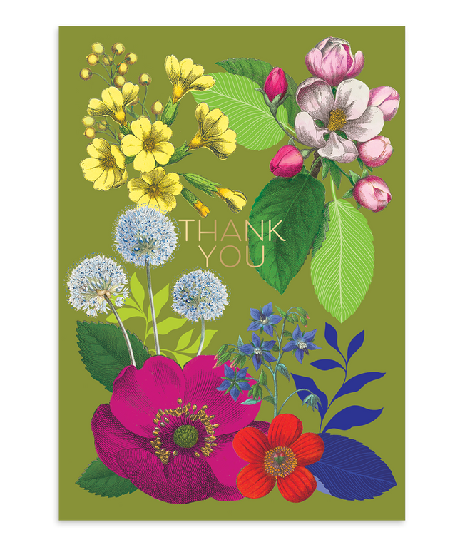 Tarjetas en Caja - Gracias Floral Vintage Relieve