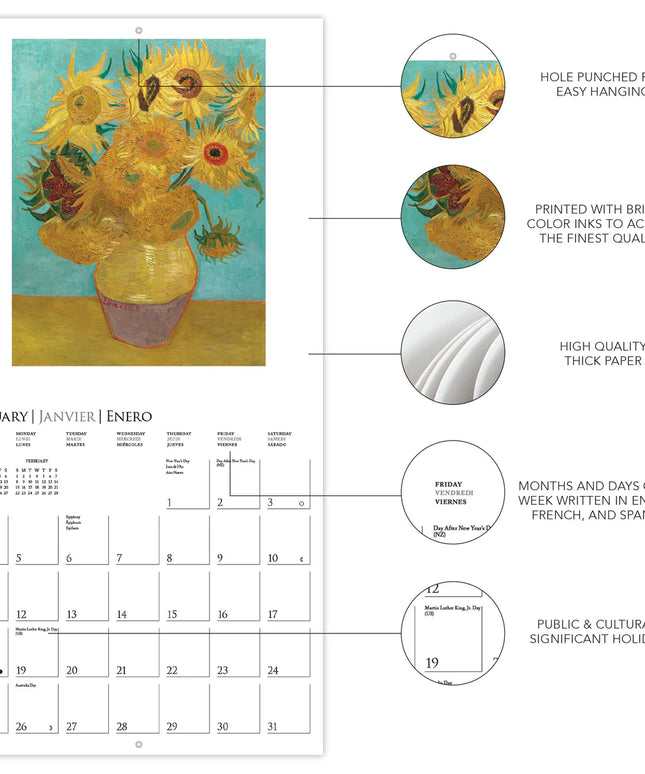 Calendario 2026 Pared Mini 12M - Van Gogh