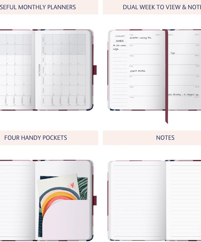 Agenda 2026 Chica 12M Sem Vista - Floral Borgoñas