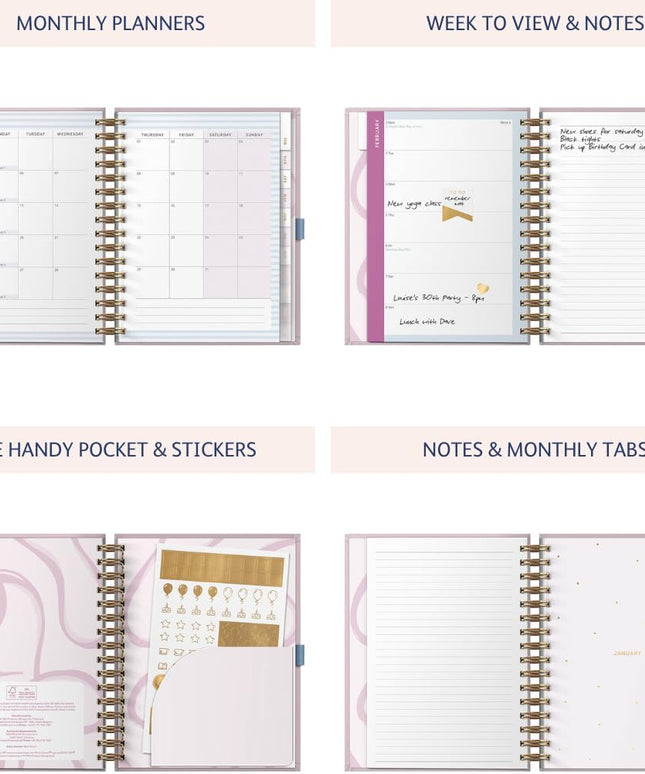 Agenda 2026 Mediana 12M Sem Vista - Rosa Graphic