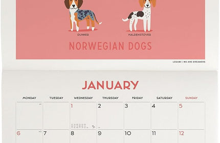 Calendario 2025 Mensual Pared 12M - Dogs of the World