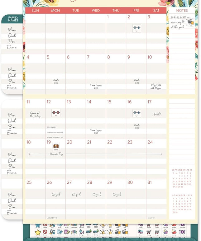 Calendario 2026 Pared 17M - Bella Flora