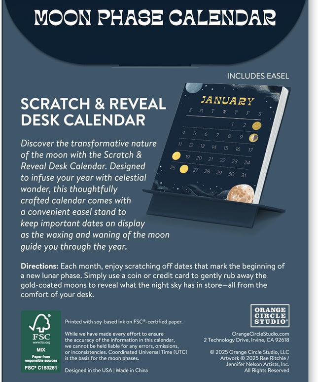 Calendario 2026 Escritorio 12M - Moon Phases