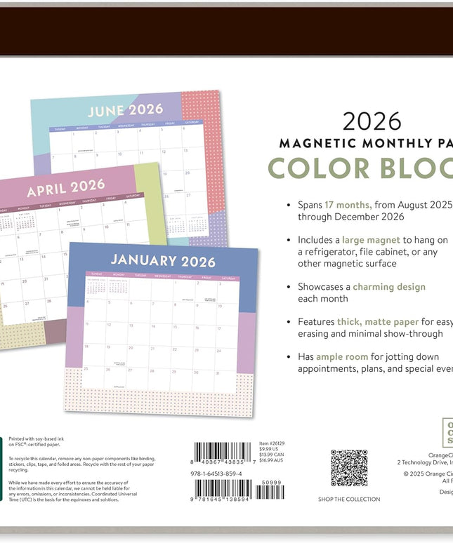 Calendario 2026 Magnético 17M - Color Block