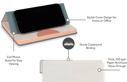 Libreta Mediana  con soporte para Celular - Azul