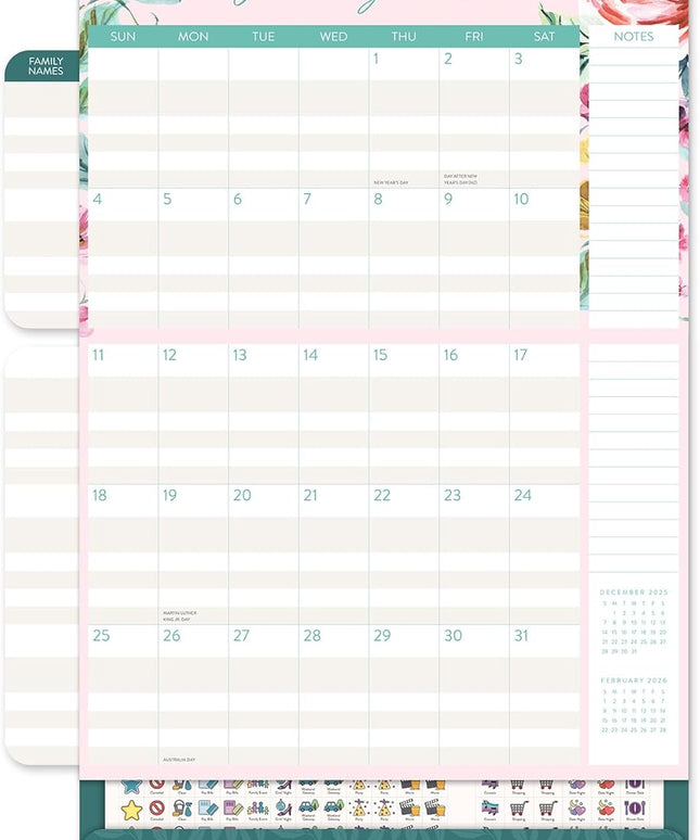 Calendario 2026 Pared 17M - Bella Flora